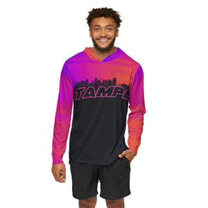 Men's Sports Warmup Hoodie - Vibrant Tampa Skyline Design