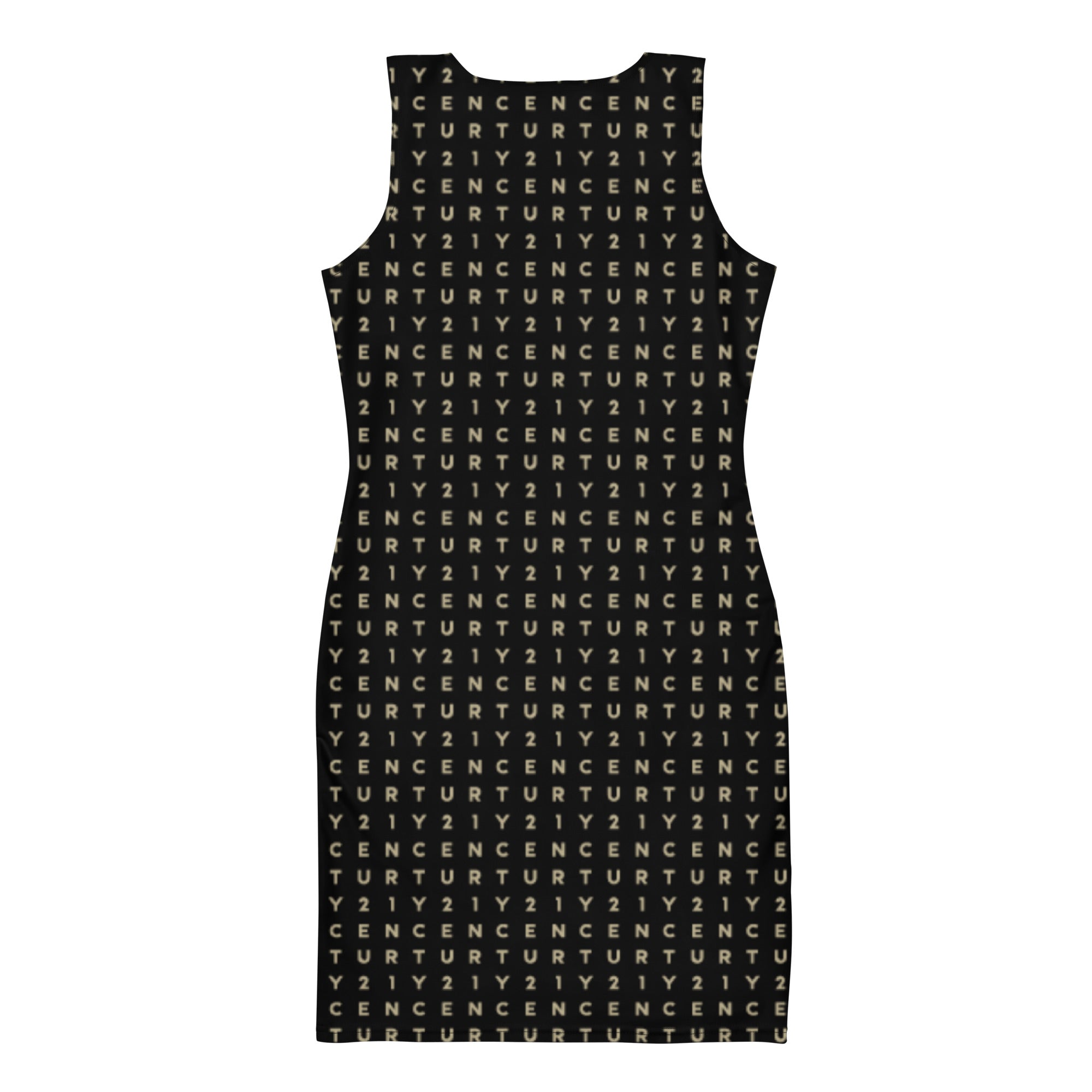 C21 Letter Pattern Black Sublimation Cut & Sew Dress