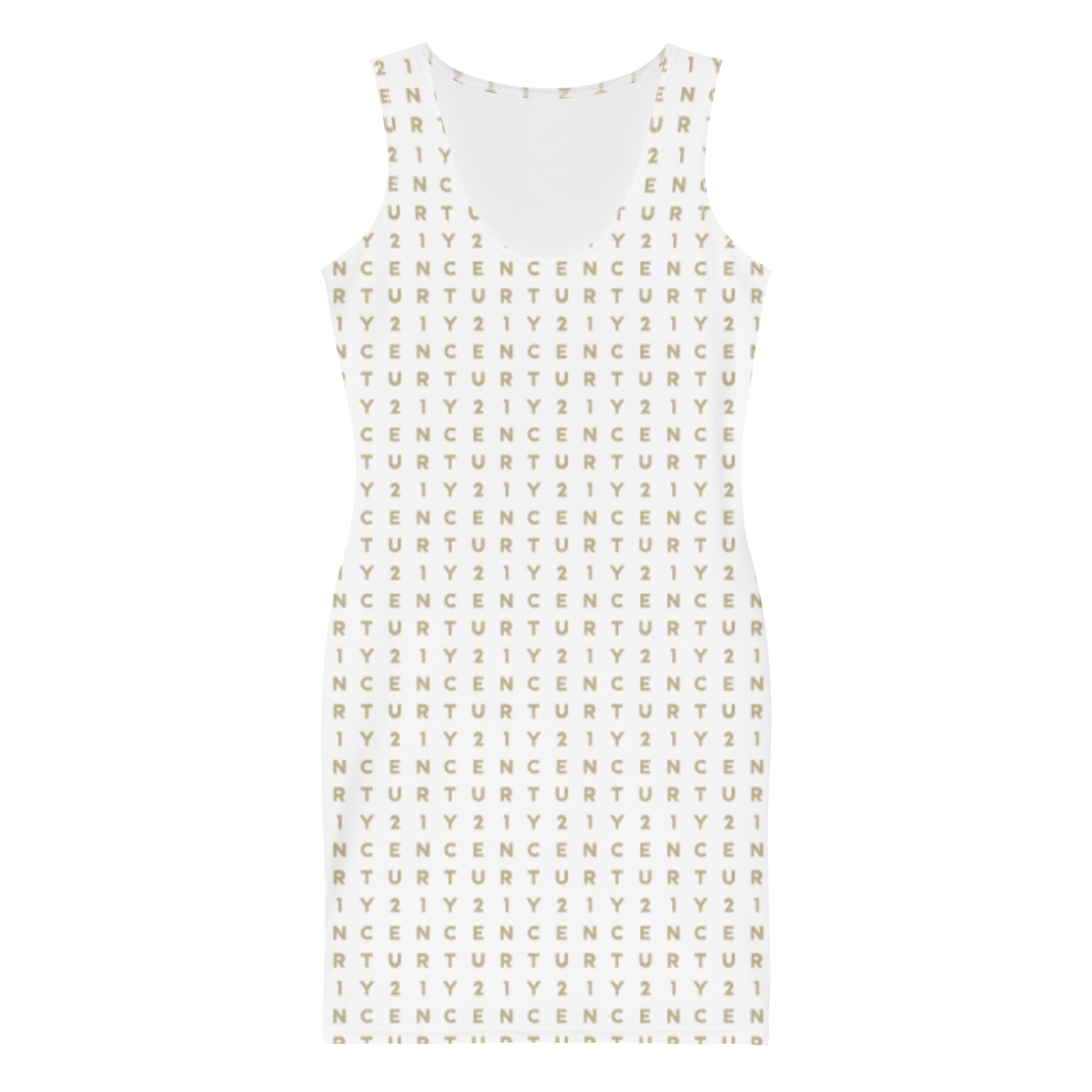 C21 Letter Pattern White Sublimation Cut & Sew Dress