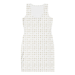 C21 Letter Pattern White Sublimation Cut & Sew Dress