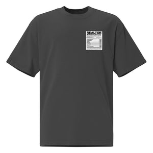 Open image in slideshow, Realtor Nutrition Label BE3 Oversized faded t-shirt
