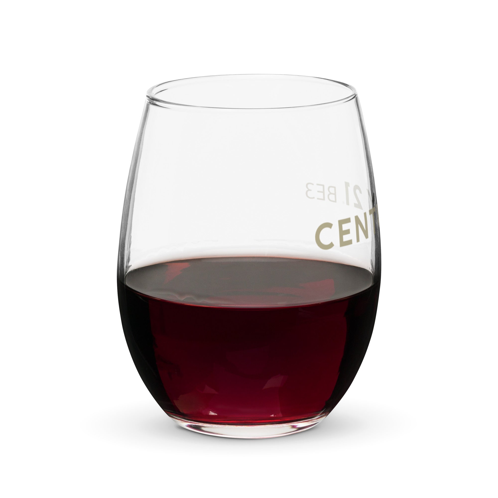 BE3 Word Seal Stemless wine glass